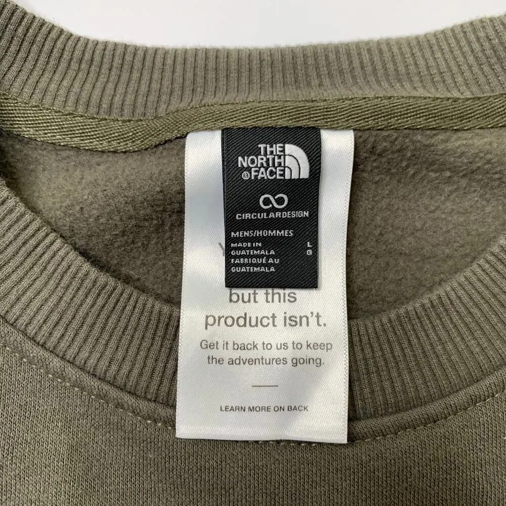 The North Face Sweatshirt Mens L Large Moss Green Mountain Graphic Fleece Lined